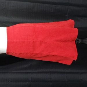 Red faux suede skirt